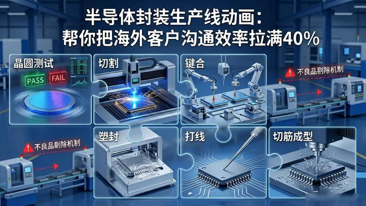半导体封装生产线动画：帮你把海外客户沟通效率拉满40%