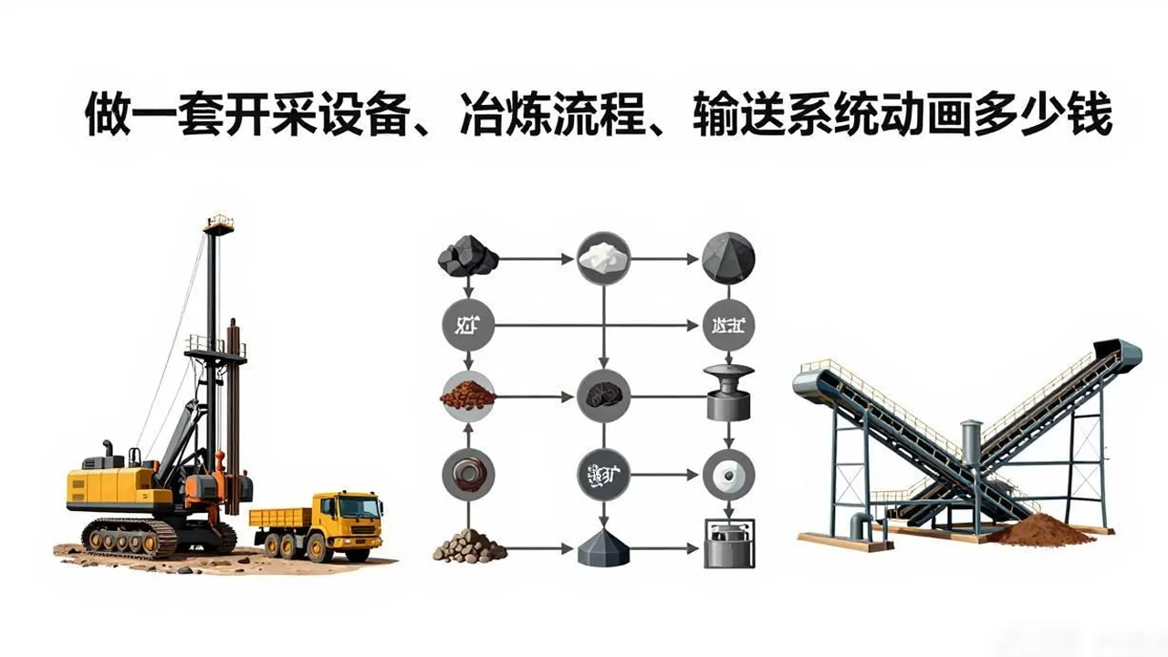 做一套开采设备、冶炼流程、输送系统动画多少钱？