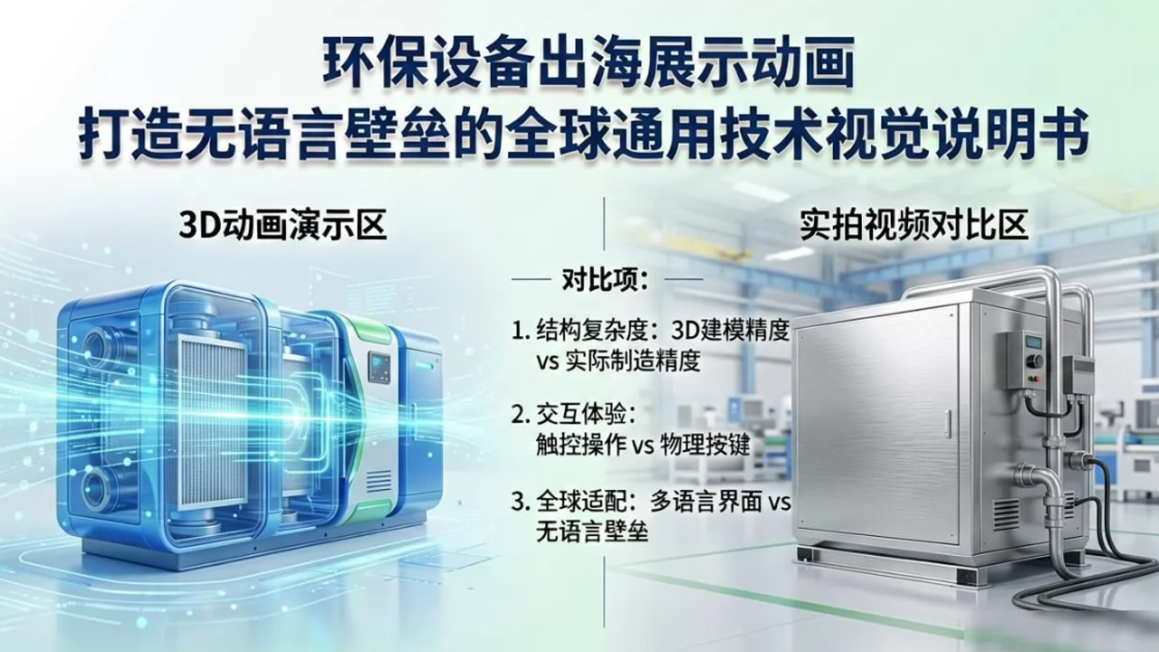 环保设备出海展示动画 打造无语言壁垒的全球通用技术视觉说明书
