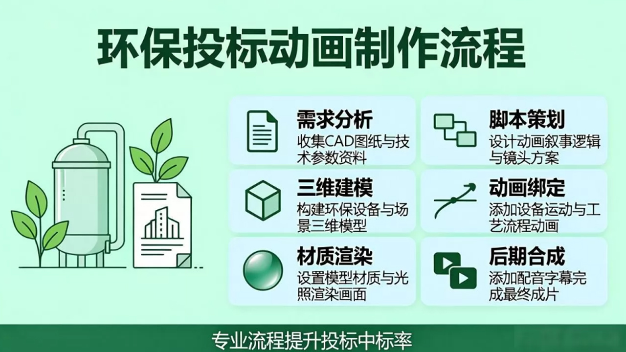 环保工程投标动画演示工艺流程怎么制作？